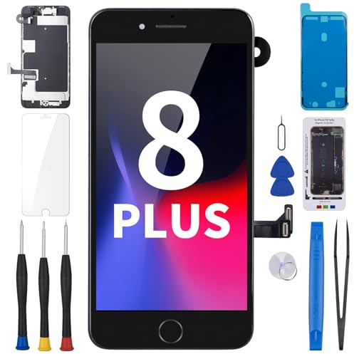 BESJMYT for iPhone 8 Plus Screen Replacement 5.5 Black with Home Button Repair Kit, 3D Touch LCD Display Digitizer Full Assembly with Glass Front Camera Speaker Sensor, Fix Tools A1864 A1897 A1898 | 3D Touch LCD Display Digitizer Black Full Assembly Glass Front Camera Speaker Sensor Fix Tools Repair Kit A1864 A1897 A1898
