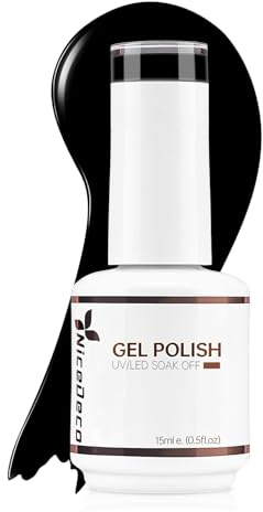 Nicedeco UV Gel Nagellack Schwarz 15ml Soak Off UV LED Gellack Black Nail Polish 002