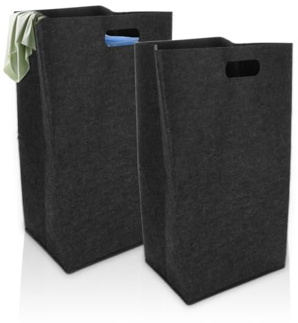 CYEER Panier en feutre 60L, Grande taille, Pliable, Collecteur Étroit, Trieur portable