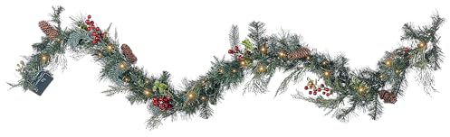 Weihnachtsgirlande Kunststoff grün mit LED-Beleuchtung Timer 180 cm Elbrus