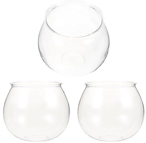 minkissy Kunststoff-Fischglas 3 Stück Klares Gold-Fischglas Kleines Betta-Aquarium Runde Tisch-Aquariumschale Für Fischglas Trinkfischglas Süßigkeitenhalter A