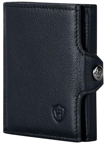 VON HEESEN Slim Wallet mit Münzfach & RFID-Schutz - Mini Geldbörse Herren & Damen - Kartenetui Kreditkartenetui - Portmonee Geldbeutel Portemonnaie klein Schwarz