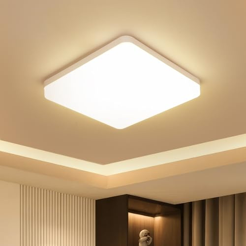 Kambo Deckenleuchte LED Küche 36W - Quadrat Deckenlampe Warmweiß 3000K 3240LM - Deckenleuchte Flach Büro Modern - Panel Lampe Schlafzimmer Leuchte Wohnzimmer Balkon Flur Bad