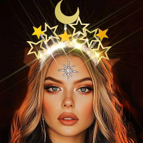 Ushiny Leuchtende Stern Stirnbänder Gold LED Stirnband Weihnachten Haar Accessoires für Frauen