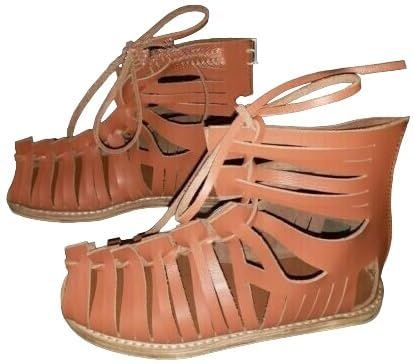 ebas Medieval Roman Leather Caligae Footwear Pair, Brown, Lace Up, Reenactment Footwear, Roman Cosplay Shoes (US 11)