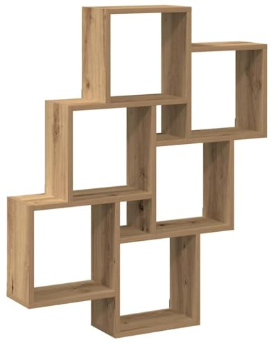 vidaXL Wall Cube Shelf, Floating Shelves for Living room, Wall Shelf, Cube Storage Organiser, Modern Style, Artisan Oak Engineered Wood