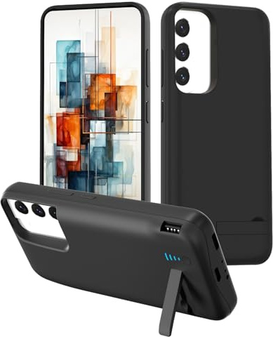 Gladgogo Akku Hülle für Samsung Galaxy S22(7000mAh 6.1Zoll), Akkuhülle mit Ständer und hoher Kapazität,Schnellladbarer Akku mit USB-C, Tragbares Batterieladegerät Hülle Ladehülle Akku, Schwarz