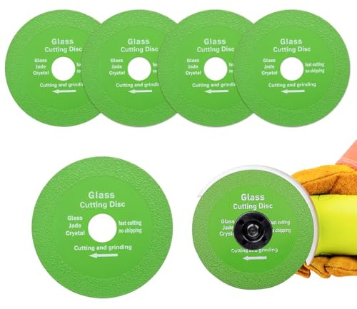 AUTUUCKEE 5 Pcs Glass Cutting Disc, Tile Cutting Disc, Grinding Discs, Super Thin Diamond Sand, Green, For Angle Grinder, Jade, Crystal, Wine Bottles, Ceramics, Tiles