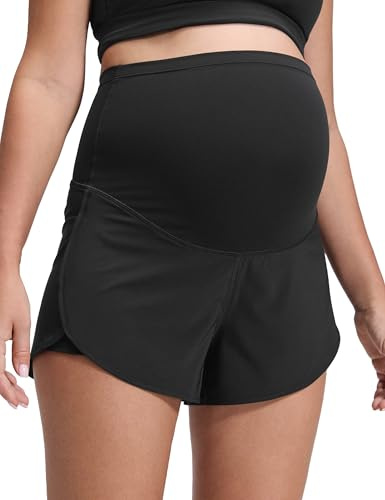 CRZ YOGA Maternity Dolphin Workout Shorts 3 Black Medium