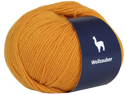Alpaka Wolle - 50 g Hochwertige Wolle zum Stricken & Häckeln-Weich & Langlebig Ideal für Socken, Schals, Pullovers & mehr- Angenehm auf der Haut Perfect für Kreative Handarbeiten. (Dunkel.Gelb)