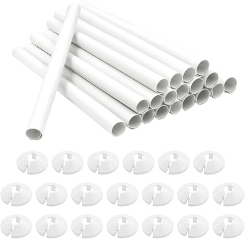 20 Stück Heizungsrohr Verkleidung Weiß Rohrverkleidung für Heizungsrohre | Heizungsverkleidung,200mm x 15mm Heizkörperverkleidung mit Heizungsrohr Rosette Heizungsrohr Abdeckung für Heizungsrohre