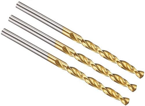 PATIKIL 3,3mm Punta da Trapano, M42 Acciaio ad Alta Velocità al 8% di Cobalto con Gambo Dritto 135° Rivestito in Nitruro di Titanio (TiN) per Acciaio Inossidabile in Metallo Duro - 3 Pezzi