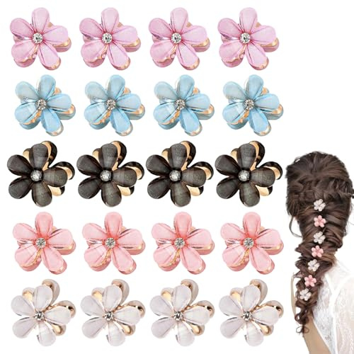 20 Stücke Blumen-Haarspangen, Süße Mini Haarspiralen Clip Kleine, Blumen Haarklammer, Rutschfest Blumen Haarklammern, Dekorative Haarschmuck für Alltag Party Hochzeit Und Strand Party Pool Urlaub