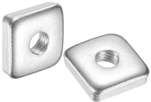 sourcing map 200 tuercas cuadradas M6 x 16 mm x 5 mm, acero al carbono, chapado en zinc, tuercas cuadradas de rosca gruesa para reparaciones del hogar e ingeniería profesional, color plateado