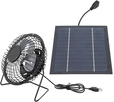HERCHR Outdoor Solar Fan, 5W Solar Panel Powered Fan Kit USB Rechargeable Cooling Air Circulation Portable Camping Tent Cooler USB Powered Cooling Fans for Greenhouse Chicken Coop Dog House