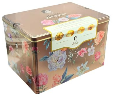Vicenzi Matilde ROMA Italian Biscuit Assortment 907g Tin, Biscuits Gift Tin Set, Biscuits on Christmas, Milk & Chocolate Cream Puff Pastry, Shortbread Cookies with Snackify Nutri Book (1 Tins)