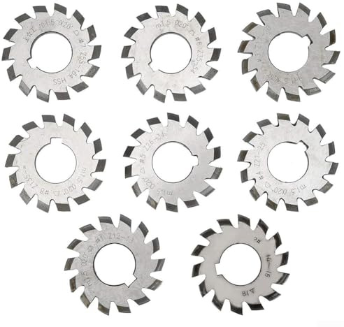Involute Gear Tool Bevel Gear Cutter Gear Milling Tool 8Pcs HSS Involute Gear Cutter Set for Module 1 5, 20 Degree Bevel Gear Cutting Tools