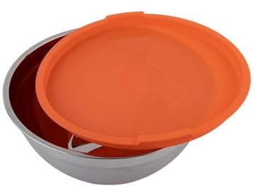 Homeponnew Insalatiera in acciaio inox con coperchio inferiore in silicone per mescolare, servire e conservare, impugnatura antiscivolo, lavabile in lavastoviglie, opzioni da 20 cm e 30 cm