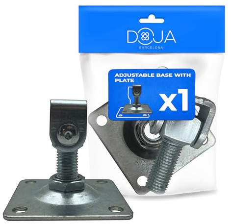 DOJA Barcelona Bisagra Regulable M20 - Puerta Metálica, Ajustable y Resistente, Herraje con Rosca Métrica, Portón Exterior, Versátil y Fácil de Instala, Bisagra Placa Atornillable, Soldar