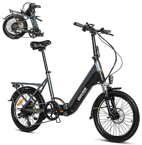 Varstrom Kangaroo Vélo Électrique Pliant 43,2V 250W avec Batterie 16Ah | 120 km d'Autonomie, Pneus 20×1,75 Tout-Terrain, 7 Vitesses, Freins à Disque, Pliable 80×77×41cm, Coffre Compatible