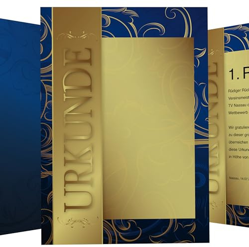 Gold Urkundenpapier DIN A4 190g 15 Blatt – beidseitig bedruckt – für professionelle Urkunden & Zertifikate – inkl. Textvorlagen zum Download – für alle Drucker & handbeschreibbar