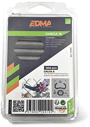 Agrafes galvanisées Omega 16 EDMA 1250 pièces - 419