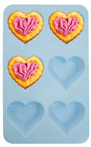 Premier Housewares Silicone Blue Heart Shape Cake Mould | Nonstick Silicone Muffin Tray | Symmetrical Portions Of Mini Cupcake Tray | Versatile And Durable Silicone Baking Mould