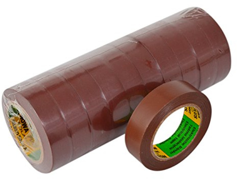 Spitzenspannung Elektrotechnik Isolierband Reparaturband in Braun, Länge 10 m, Breite 15mm, 10 Rollen, universell für den Elektrobereich, erfüllt VDE, ÖVE & SEV