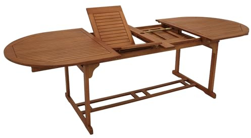 DEGAMO XXL Doppel Ausziehtisch LAGO 180/260x100cm, Eukalyptus braun geölt, FSC®-Zertifiziert, Outdoor