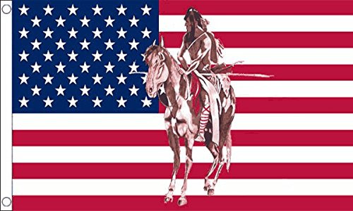 USA Indian Horse Flag 5ft x 3ft