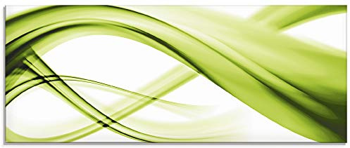 ARTland Wanddeko Glasbilder Wandbild Glas Bild einteilig 125x50 cm Querformat Moderne Kunst Abstrakt Modern Rauch Welle Grün S8WH