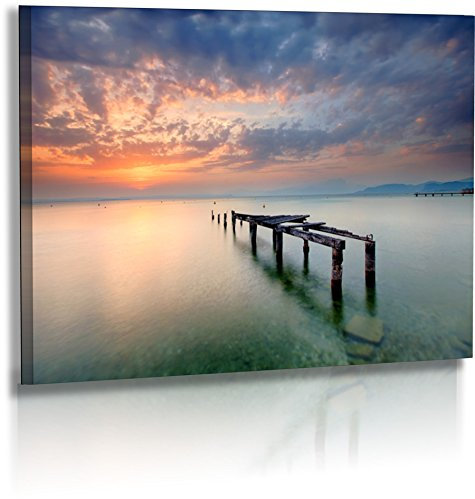 Fotoatelier Dirk Haas Premium Acrylglasbild XXL - Natur - Landschaft - Italien - Gardasee - Sonnenuntergang - Steg - Acrylglas : 60 cm x 40 cm