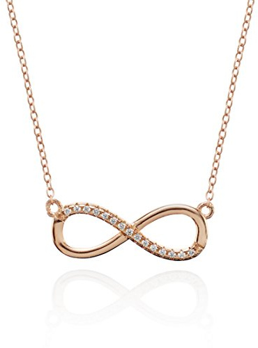 namana Halskette mit Unendlichkeitszeichen mit Zirkonia, 18 Karat vergoldet, 18 Karat Roségold vergoldet oder rhodinierte Sterling Silber Halskette, Unendlichkeitszeichen Anhänger
