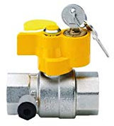 VALVOLA A SFERA PER GAS METANO 3/4 F F CON SERRATURA MOROSITA' e PRESA PRESSIONE