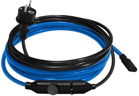 15W/m elektrisches Frostschutzkabel für Rohre Leitungen Behälter - Begleitheizung Abtauheizung Heizkabel - 12m lang mit eingebautem Thermostat +3°C ein / +12°C aus