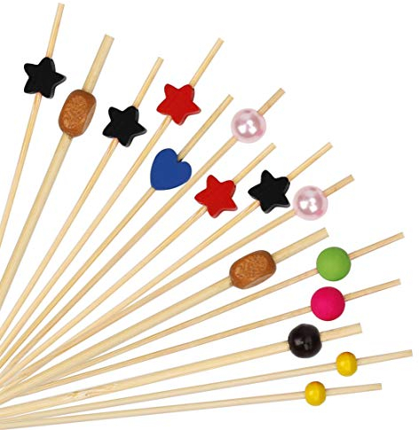 HONGXIN-SHOP Palillos de Cóctel Multicolor Brochetas de Bambú Palillo de Frutas para Cóctel Cumpleaños Fiesta y Boda Tarta Tapas Aperitivo Canapes Pincho Fruta Decoración 100 Piezas