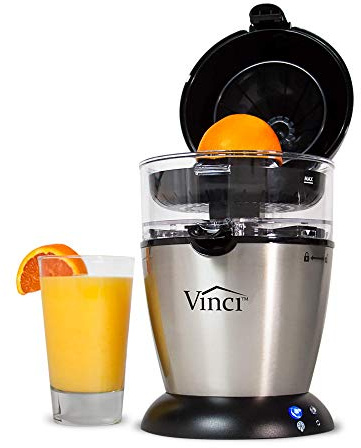 Vinci Hands-Free Patented Electric Citrus Juicer 1-Button Easy Press Lemon Lime Orange Grapefruit Juice Squeezer Easy to Clean Juicer Machine, Black/Stainless Steel