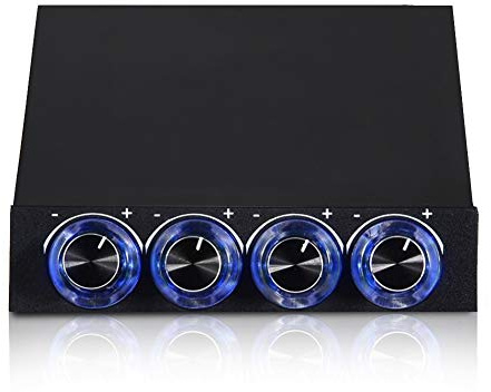 PC-Lüfterdrehzahlregler, 4-Kanal-Computer-Lüfterdrehzahl- und Temperaturregler für PC mit blauer LED zur Anzeige des Betriebszustands des Drehzahlreglers
