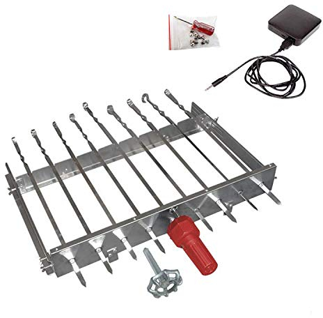 Olymp Mehrfacher Drehspieß Sesam mit Motor und Powerbank für 9 Spieße, L-62 cm, Breite regulierbar 24-40 cm