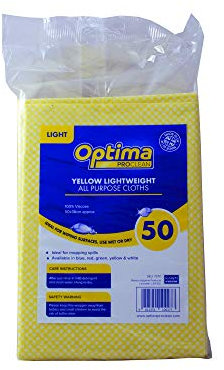 Optima Proclean 50 All Purpose Cloths, General Cleaning, Made In UK, 50 x 36 cm, Yellow
