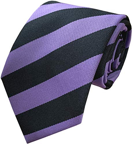 Great British Tie Club Corbatas escolares (23 colores de rayas de bloques) tamaño para estudiantes de secundaria, Negro y lila, 52 inches