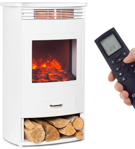 Klarstein Chimenea Eléctrica Calentadores Eléctricos para Salones e Interiores Chimenea Eléctrica con Llamas LED Chimenea con Mando a Distancia Calefactor Ventilador con Temporizador Termostato