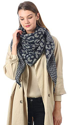 MAKFORT Schal Damen Chiffon Mit Leopardenmuste Kalter Und Warmer Damenschal Schal Damenmodeschal für Frühling Herbst Winter Ganzjährig