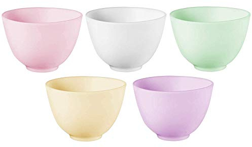 Hulless 3.3 Inch Silicone Facial Mask Mixing Bowl for Facial Mask, Mud Mask and Other Skincare Products Medium Multi colored 5 Pcs.
