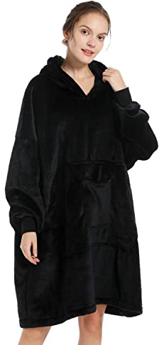 REDESS Decke mit Ärmeln Decken Hoodie Sweatshirt, tragbare Decke, übergroßer Sherpa mit Ärmeln und Riesentasche, kuscheliger Kapuzenpullover, warm für erwachsene Kinder