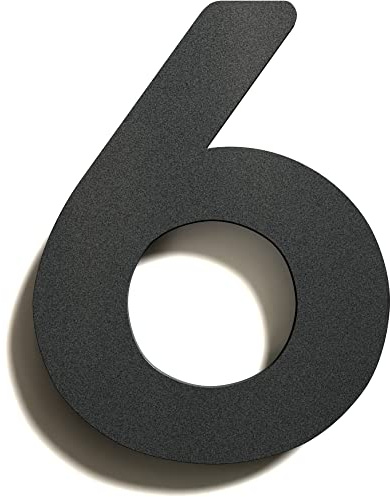 Anthrazit Edelstahl Hausnummer 6 - massiv, wetterfest & rostfrei - 14 cm groß - mit Befestigungsmaterial - Design Hausnummern-Schild N-01-6-A