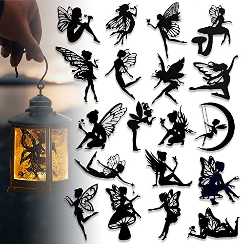 34 Stück lasergeschnittene Pappe Feen Scrapbook Fairy Silhouetten Fairy Cutouts Fairy Die Cuts für Laternengläser Wandmalerei Scrapbook Fenster Glas und Telefone Dekoration | Feen-Silhouetten, Feen-Ausschnitte, Feen-Stanzformen für Laternen, Gläser, Wandmalerei, Scrapbooking, Fenster