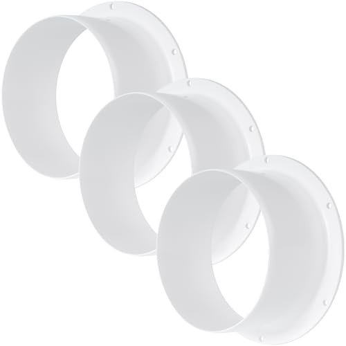 Vent Systems confezione da 3 - Connettore per condotto di ventilazione dell'aria da 12,5 cm con flangia per tubo di ventilazione dritto in plastica, HVAC