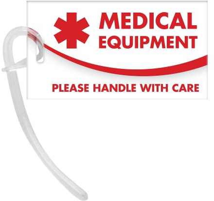 Medical Equipment ID Identification Luggage Tags | White and Red | Medical Alert | Carry-On Respiratory Devices | Travel Supplies | Bag Tag | Luggage Gift