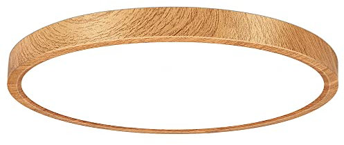 12in/30cm 24W LED Wood Grain Flush Mount Ceiling Light, 5000K Daylight White Bathroom Light, 3200LM, Round Ceiling Lighting, 240W Equivalent Ceiling Lamp for Closets, Kitchens, Hallway, Bedrooms, etc.